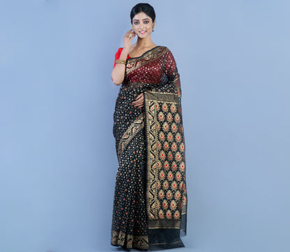 Muslin Silk with Minakari Design - Black