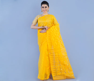 Handloom Jamdani Saree - Yellow