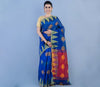 Handloom Saree With all Over Work - Blue & Red Anchal