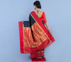 Handloom Garod Silk Saree With All Over Zari Work - Black with Red Par & Anchal