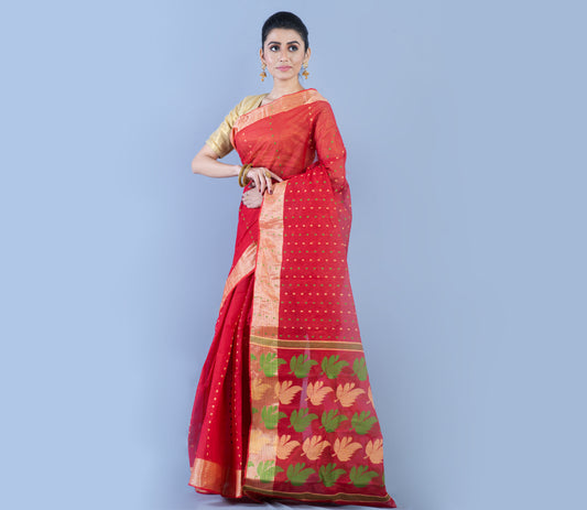 Handloom Jamdani Saree - Red