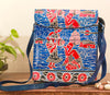 Embossed Leather Ipad & Kindle Bag Entirely Handcrafted in Bolpur - Blue