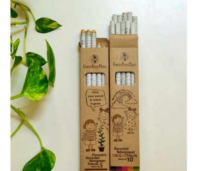 Recycled News Paper Color Pencils & Plantable Seed Pencils