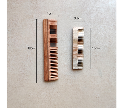 Neem Wood Comb - Dual teeth Comb and Pocket Comb