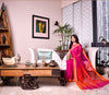 Handloom saree with All Over Chumki Work - Orange and  Purple
