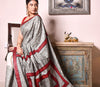 Kantha Stitch Applique Design Saree - Red and Black