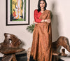 Kantha Stitched Dupatta on Silk Base - Brown