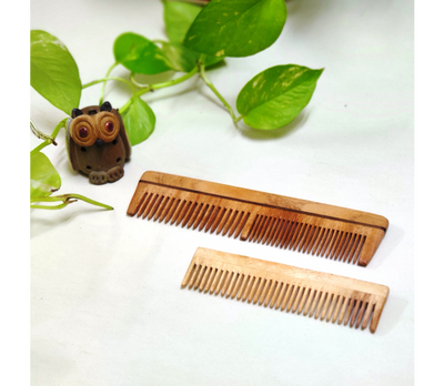 Neem Wood Comb - Dual teeth Comb and Pocket Comb