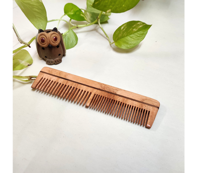 Neem Wood Combs (Fine teeth with handle comb & Dual teeth comb)