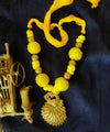 Ethnic Handcrafted Necklace with Peacock Pendant - Yellow