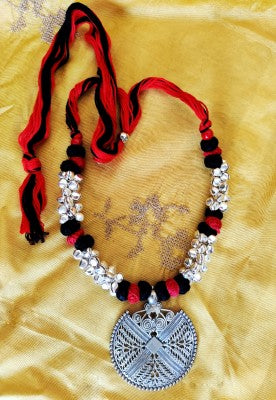 Ethnic Handcrafted Necklace - Red and Black