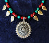 Ethnic Handcrafted Necklace - Red and Green Beads
