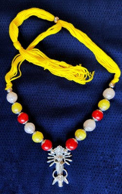 Ethnic Handcrafted Necklace with Durga Pendant - Yellow