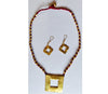 Handcrafted Dokra Necklace with earring from Odisha - Maroon Threaded Square Type