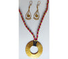 Handcrafted Dokra Necklace with Earring from Odisha - Pink Threaded Circle Coil Type