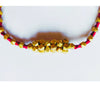 Handcrafted Dokra Necklace with Earring from Odisha - Maroon threaded With Beads