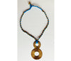 Handcrafted Dokra Necklace with Earring from Odisha - Blue Threaded Double coil Design