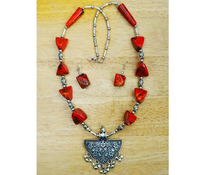 Ethnic Handcrafted Necklace - Red