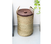 Laundry Bag made out of Sabai Grass with Lid - Brown Lid With Natural Shade
