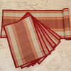 Madur Kathi Handloom Table mat with Runner - Red with white border
