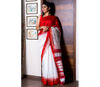 Handloom Saree - Red & White