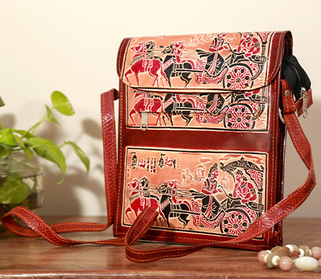 Santiniketan Women Leather Handbag with Two Compartments | Buy Online |  Balaji Retails