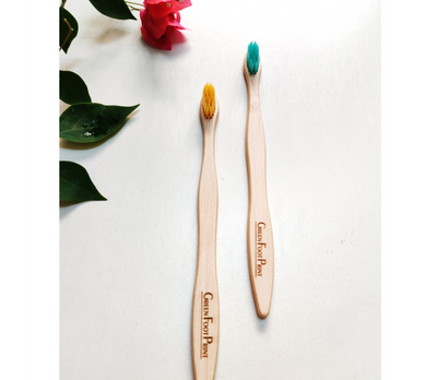 Natural Bamboo Toothbrush - 2 Adults & 2 Kids Combo