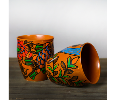 Madhubani Painted Cups set of 6