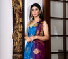 Handloom Saree With All Over Work - Violet & Azure Blue Anchal
