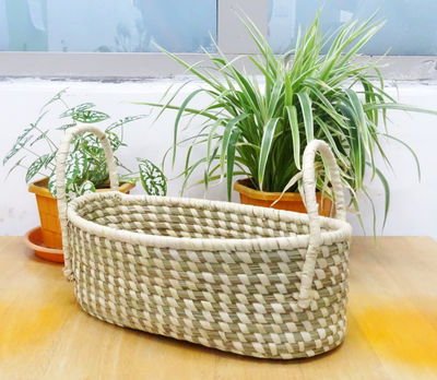 Oval fruit Basket of Sabai Grass from Odisha - Natural