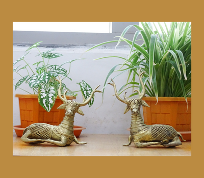 Authentic Dokra Craft from Bengal - Deer pair (Medium)