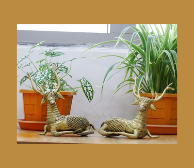 Authentic Dokra Craft from Bengal - Deer pair (Medium)