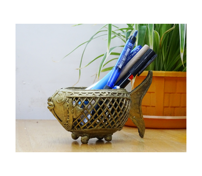 Authentic Dokra Craft from Bengal - Fish Shape Pen Stand