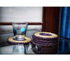 Coaster set Made of Sabai Grass - Violet and Natural
