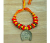 Ethnic Handcrafted  Red & Yellow Threaded Dokra Necklace - Kulo Design Pendant