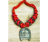 Ethnic Handcrafted Pink & Orange Threaded Dokra Necklace - Durga