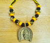 Ethnic Handcrafted  Black & Yellow Threaded Dokra Necklace - Ganesh