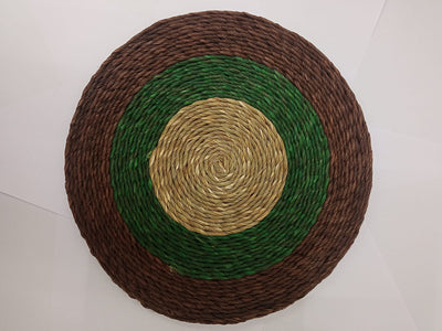 Big Coaster of Sabai grass for Planters - Blue and Natural (Set of Two Coasters)
