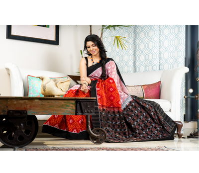 Sambalpuri Saree - Pure Cotton - Red and Black