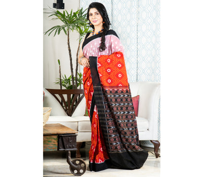 Sambalpuri Saree - Pure Cotton - Red and Black