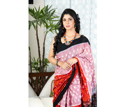 Sambalpuri Saree - Pure Cotton - Red and Black