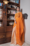 Handloom Jamdani All Body Work in Magnificent Orange Color